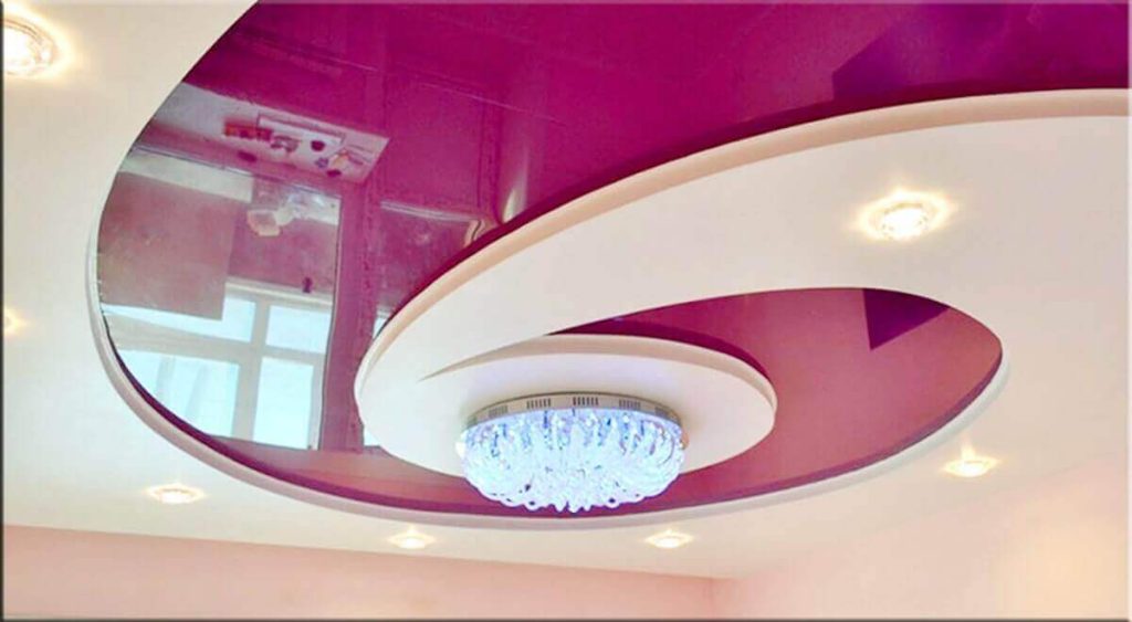 Двухуровневый натяжной потолок с установкой